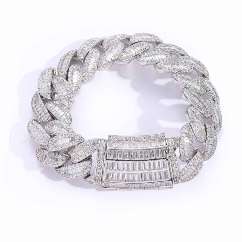 20mm T Square Ice Out Diamond Cuban Bracelet