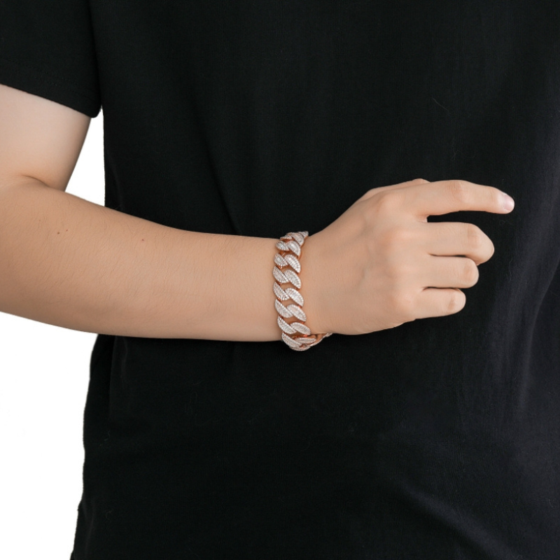 20mm T Square Ice Out Diamond Cuban Bracelet