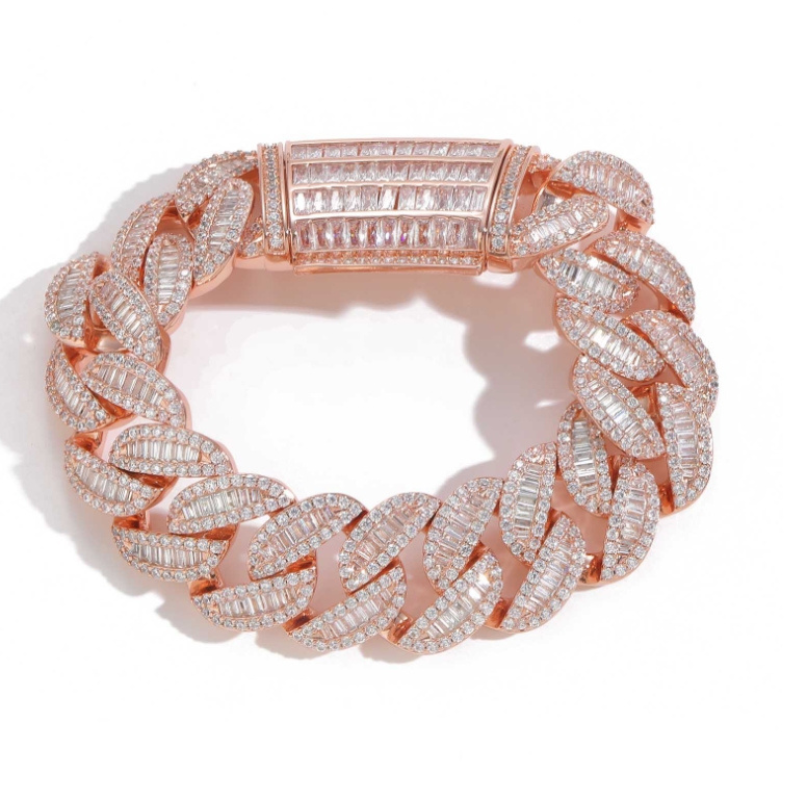 20mm T Square Ice Out Diamond Cuban Bracelet