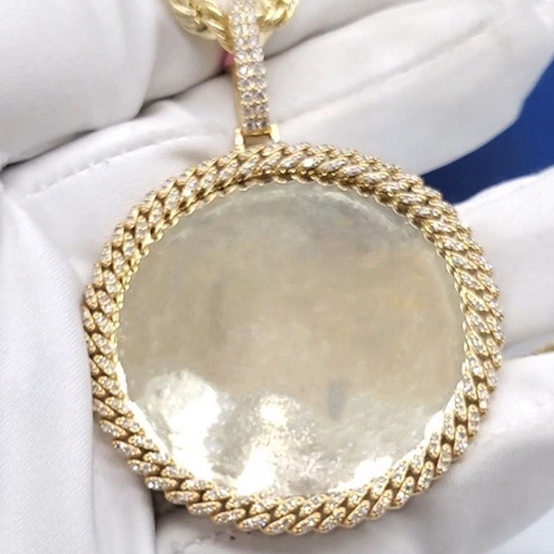 Moissanite Cuban Chain Surround Design Photo Custom Pendant