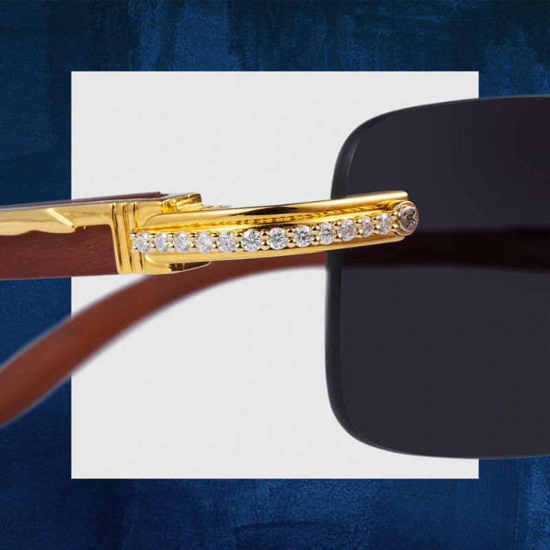 Rimless Black Woody  Sunglasses