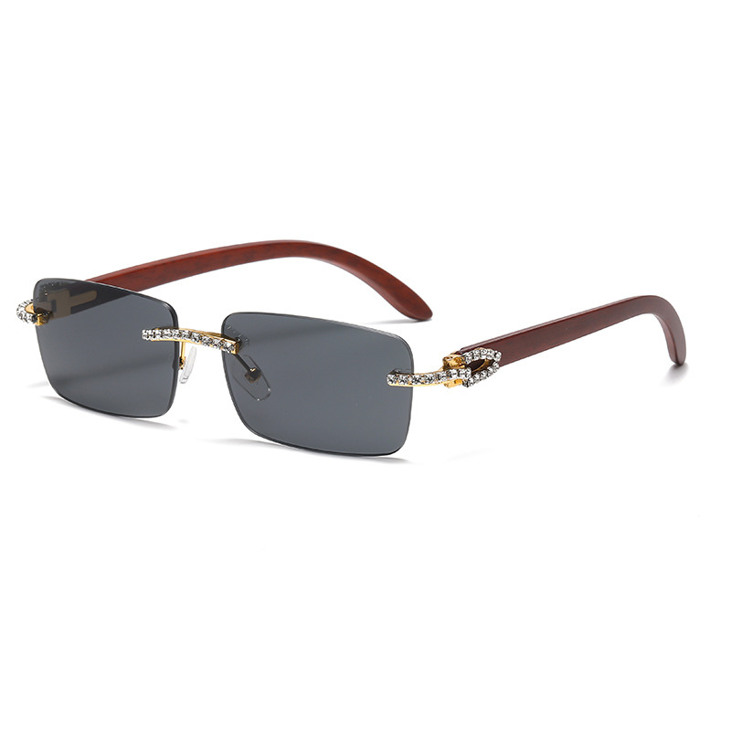 Rimless Black Woody Sunglasses