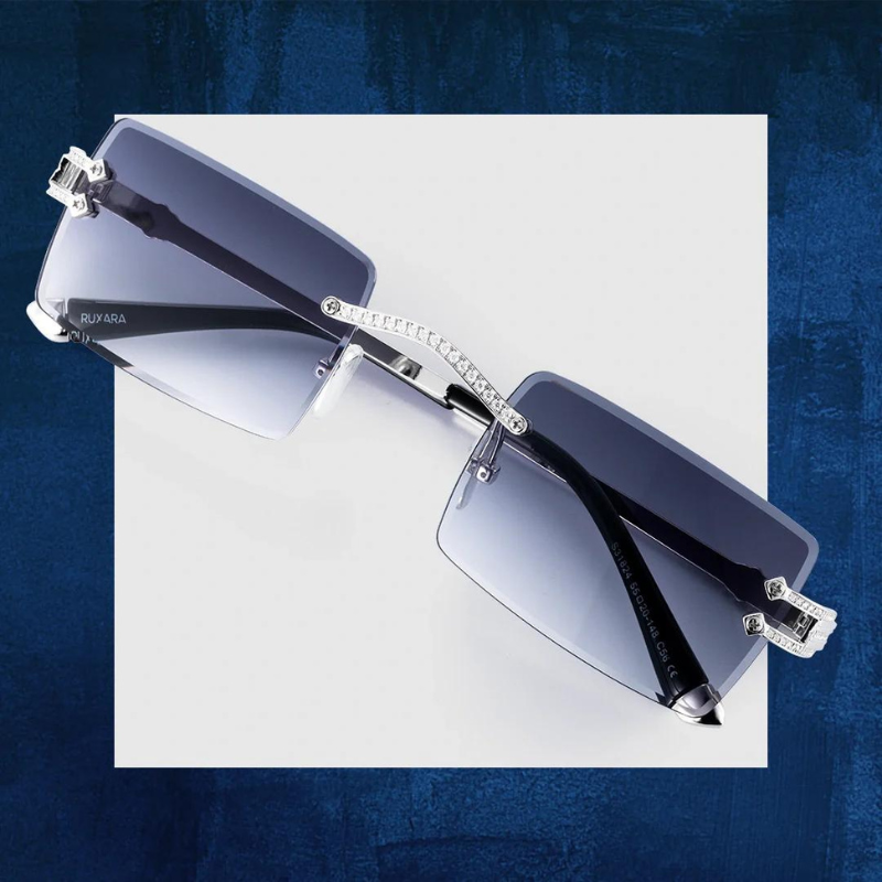 Gradual Grey Rectangle Rimless Sunglasses