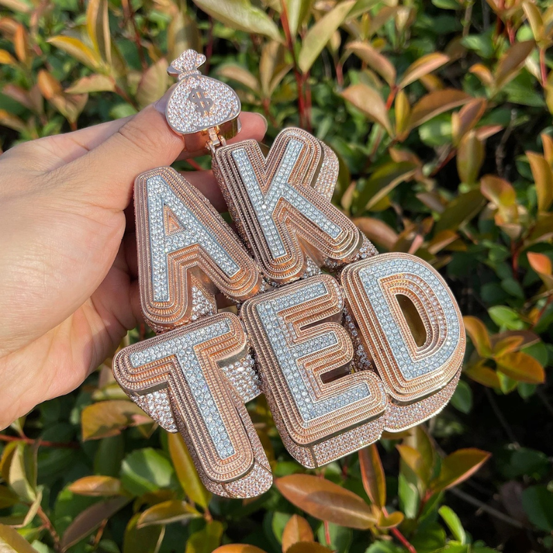 Moissanite Dollar Bag Button Design Letter Custom Pendant