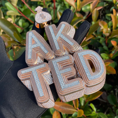 Moissanite Dollar Bag Button Design Letter Custom Pendant