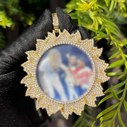 Moissanite Sunflower Custom Photo Pendant