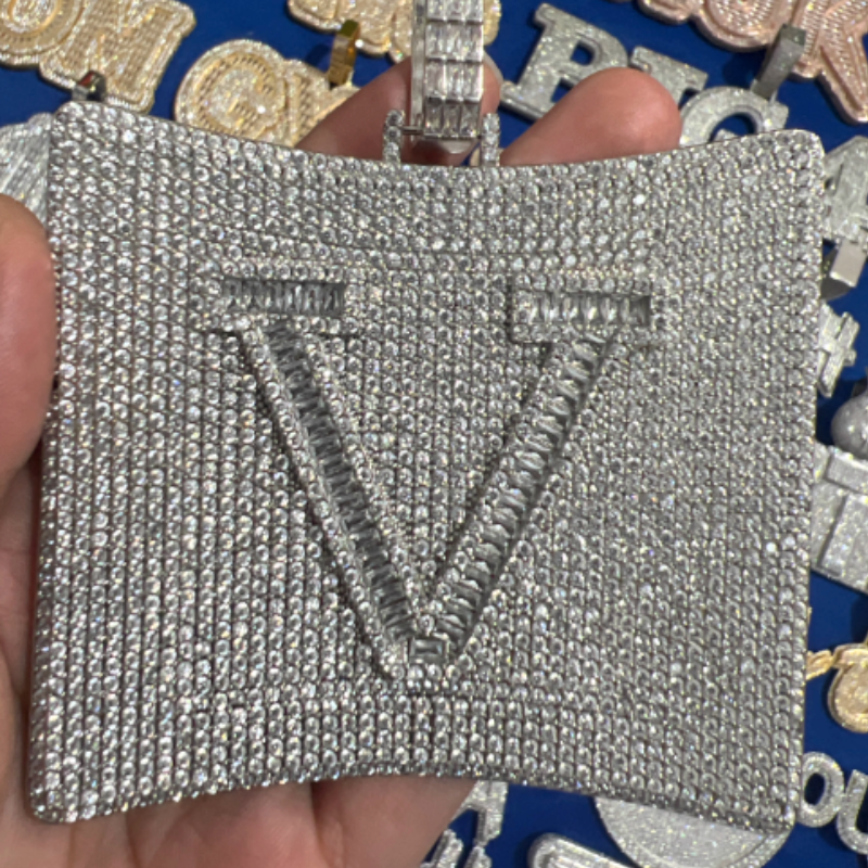 Custom Letter Square Shield Pendant