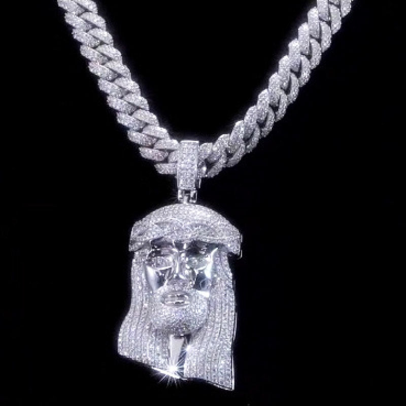 Moissanite Jesus Figure Pendant Set