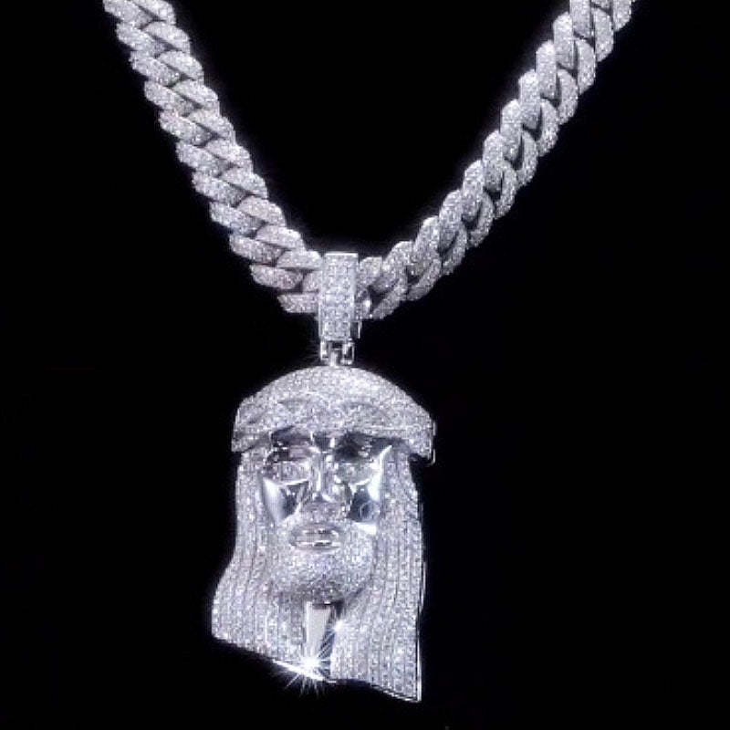 Moissanite Jesus Figure Pendant Set