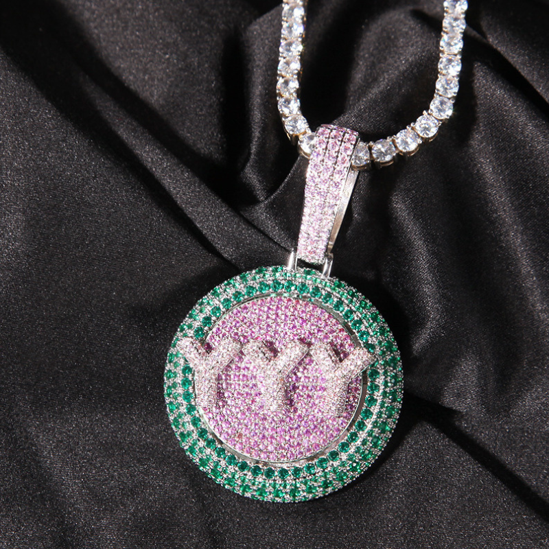 Moissanite Creative Custom Letter Rotating Circular Pendant