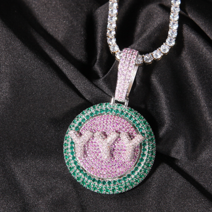 Moissanite Creative Custom Letter Rotating Circular Pendant