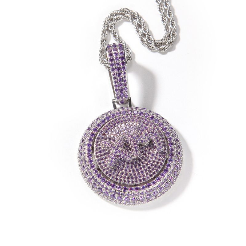 Moissanite Creative Custom Letter Rotating Circular Pendant