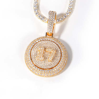 Moissanite Creative Custom Letter Rotating Circular Pendant