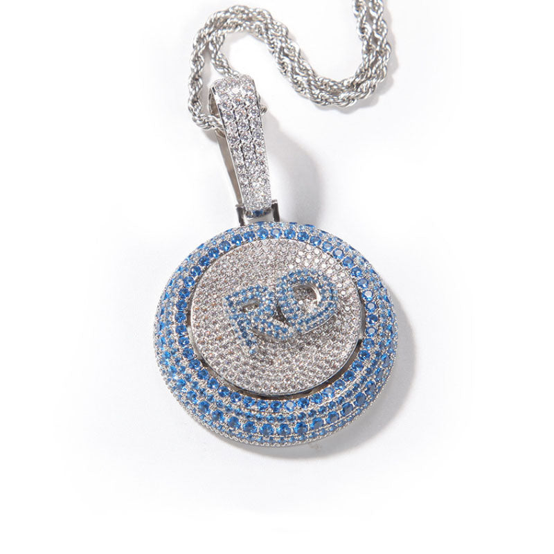 Moissanite Creative Custom Letter Rotating Circular Pendant