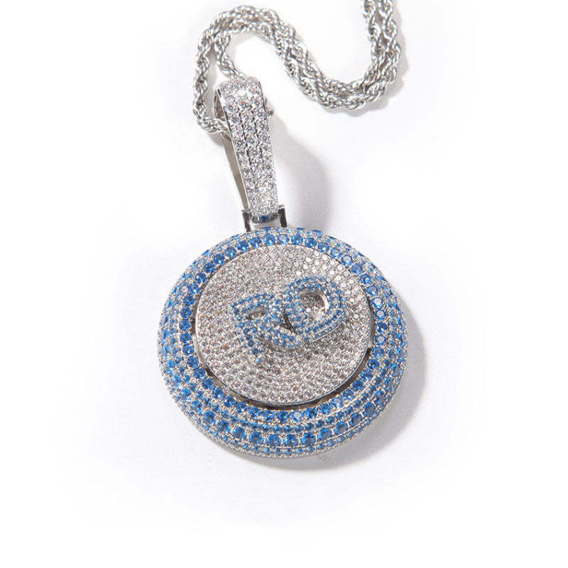 Moissanite Creative Custom Letter Rotating Circular Pendant