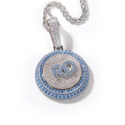 Moissanite Creative Custom Letter Rotating Circular Pendant