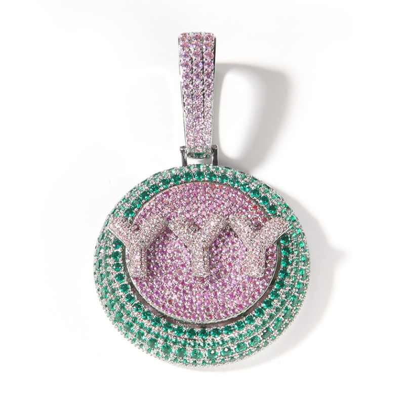 Moissanite Creative Custom Letter Rotating Circular Pendant