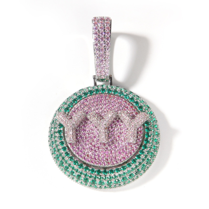 Moissanite Creative Custom Letter Rotating Circular Pendant