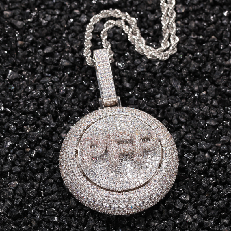 Moissanite Creative Custom Letter Rotating Circular Pendant