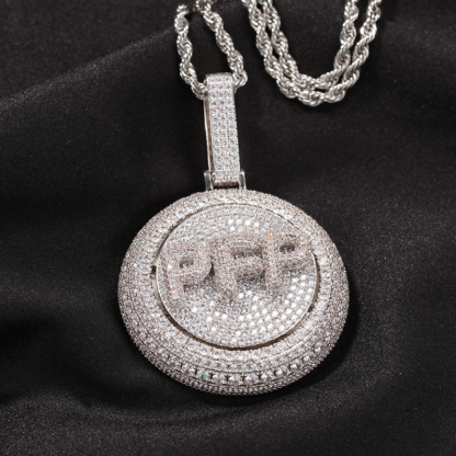 Moissanite Creative Custom Letter Rotating Circular Pendant