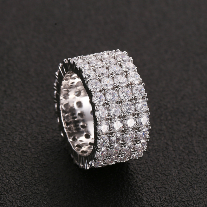 Moissanite Four Row Diamond Luxury Ring