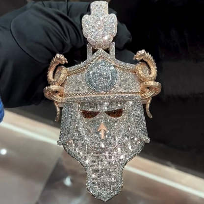 S925 Moissanite Conqueror Mask Pendant