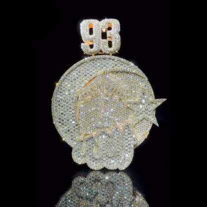 Custom Moissanite ALLAH Number 3D Pendant Smaller Version