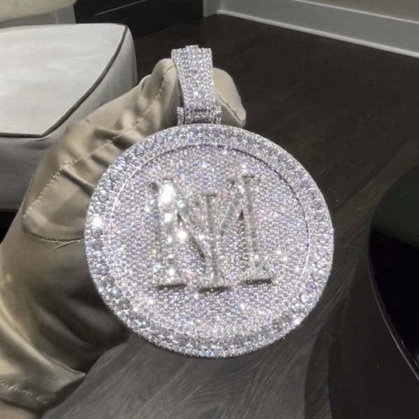 Moissanite Letter Circular Pendant