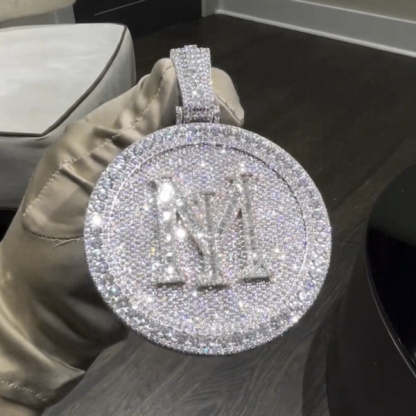 Moissanite Letter Circular Pendant
