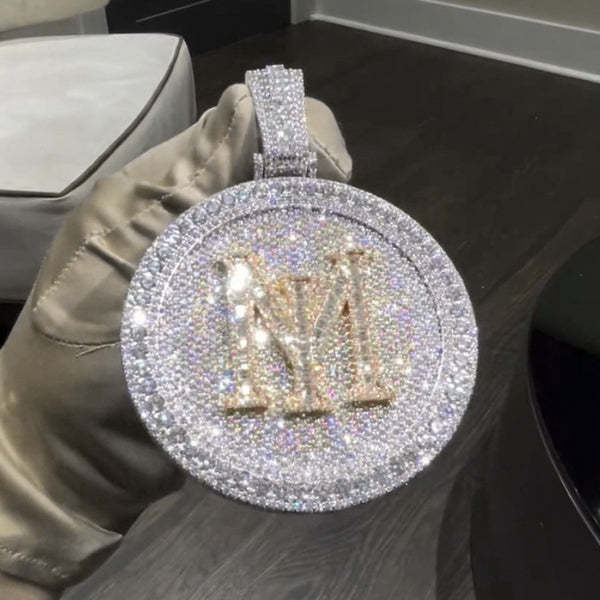 Moissanite Letter Circular Pendant