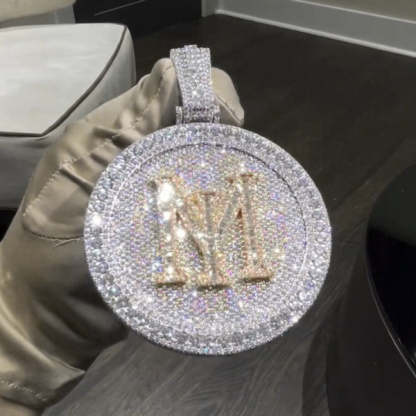 Moissanite Letter Circular Pendant