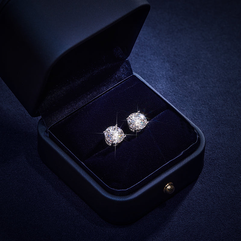 0.5Ct/1Ct/2Ct/3Ct/4Ct Moissanite Briliant Round Cut Stud Earrings in S925 Silver
