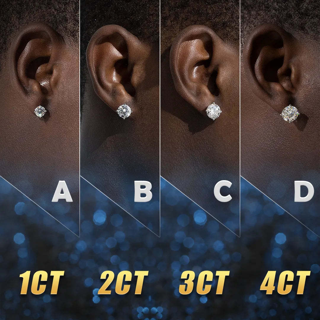 0.5Ct/1Ct/2Ct/3Ct/4Ct Moissanite Briliant Round Cut Stud Earrings in S925 Silver