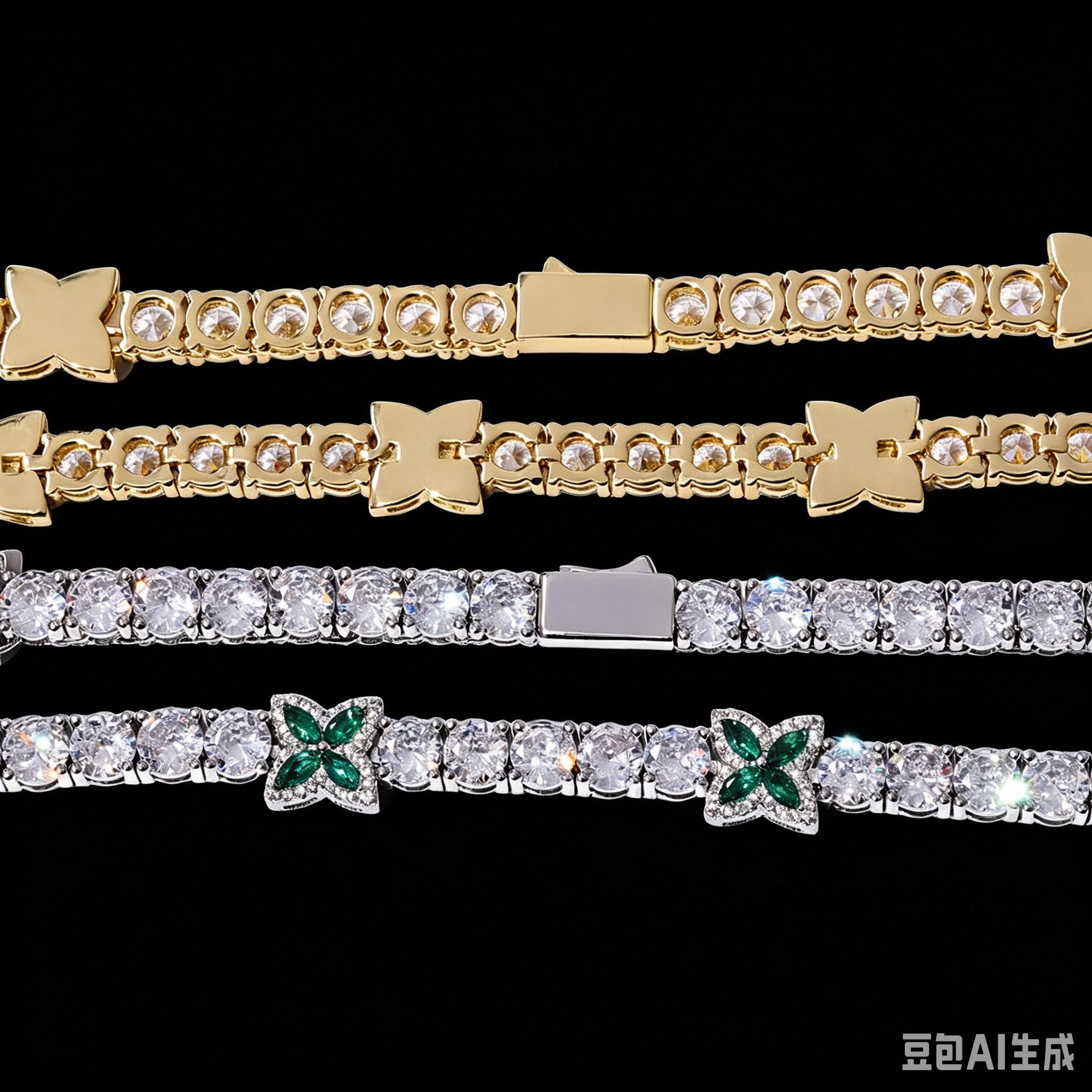 5mm Moissanite Four-Leaf Clover Tennis Bracelet