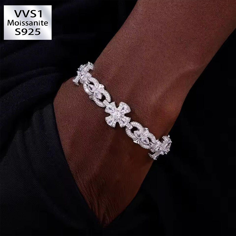 Moissanite Cross Spider Loop Bracele