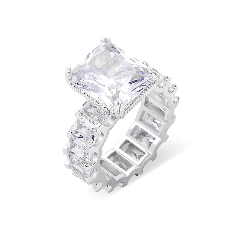 Moissanite Hip Hop Cube Rock Candy Ring