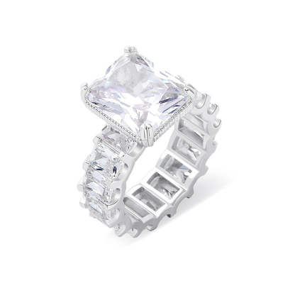 Moissanite Hip Hop Cube Rock Candy Ring
