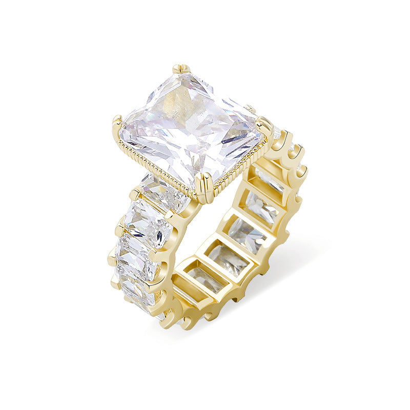 Moissanite Hip Hop Cube Rock Candy Ring