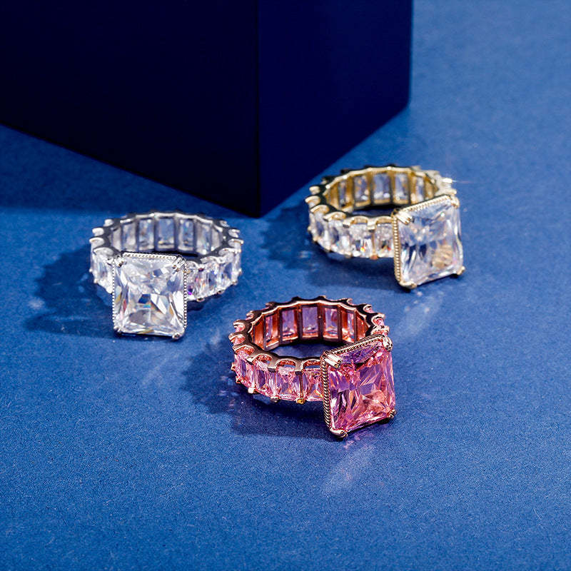 Moissanite Hip Hop Cube Rock Candy Ring