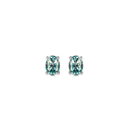 S925 Silver Oval cut Rare Color Moissanite Stud Earrings