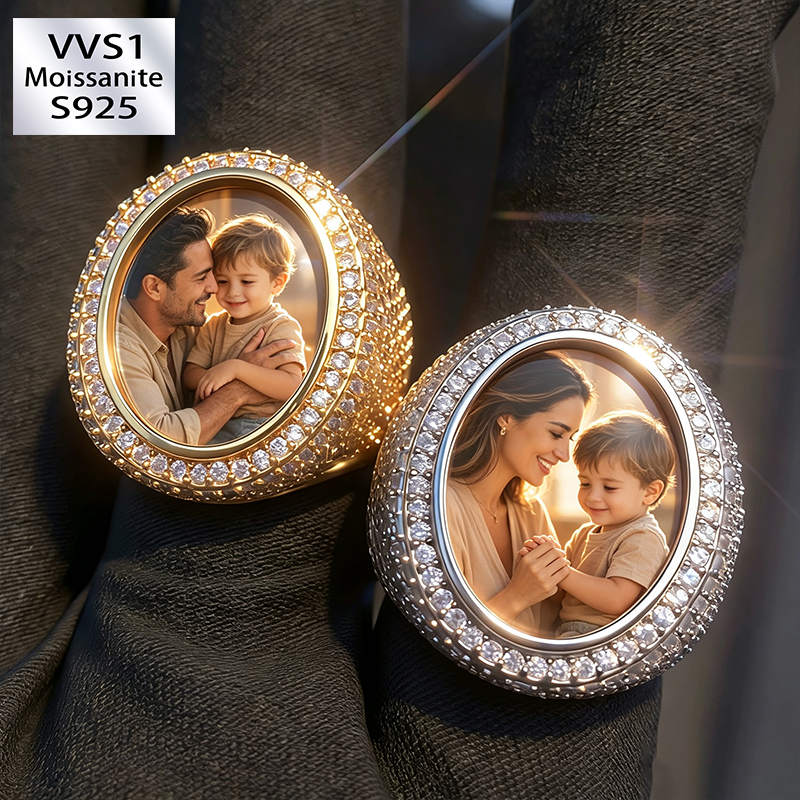 Moissanite Custom Oval Photo Ring