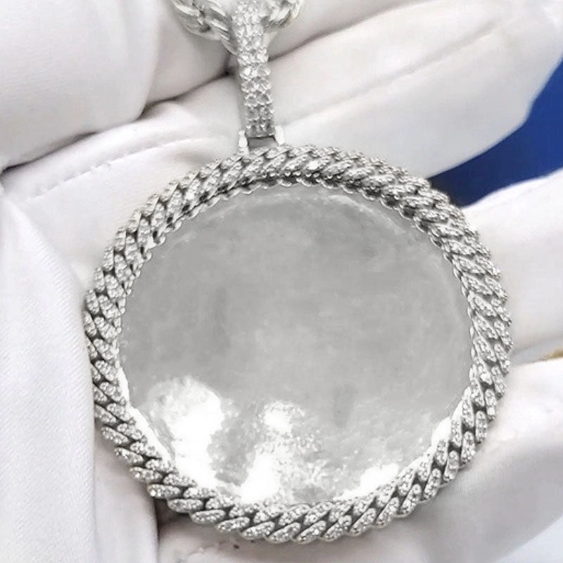 Moissanite Cuban Chain Surround Design Photo Custom Pendant