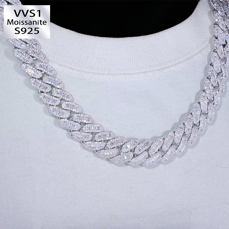 15mm Moissanite T Square Ice Out Diamond Cuban Chain