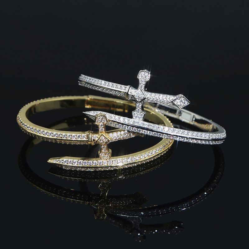 Iced Sword Bangle Moissanite Bracelet