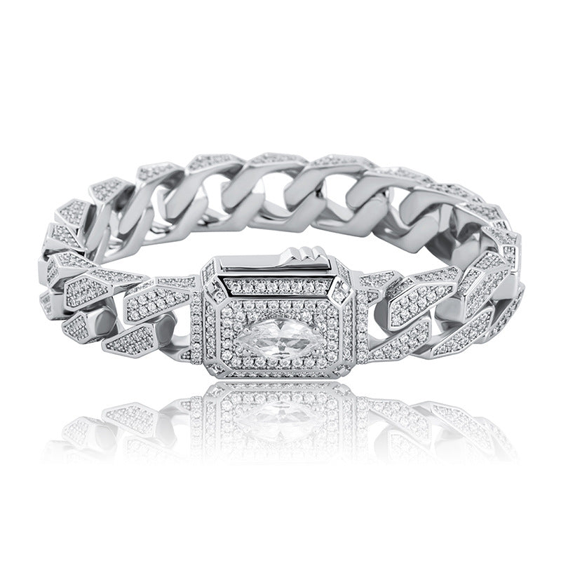 Moissanite Miami Style Watch Shape Design Cuban Bracelet