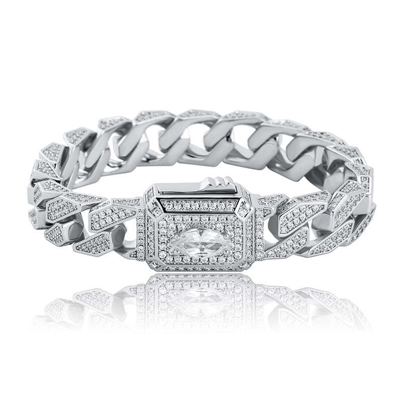 Moissanite Miami Style Watch Shape Design Cuban Bracelet