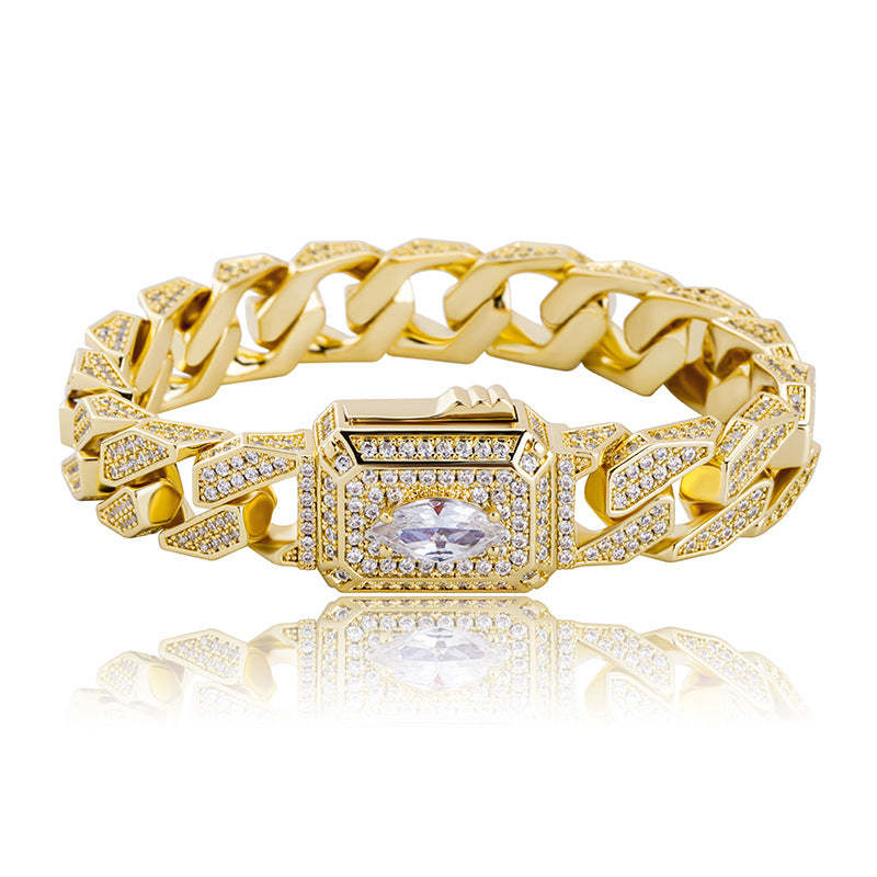 Moissanite Miami Style Watch Shape Design Cuban Bracelet