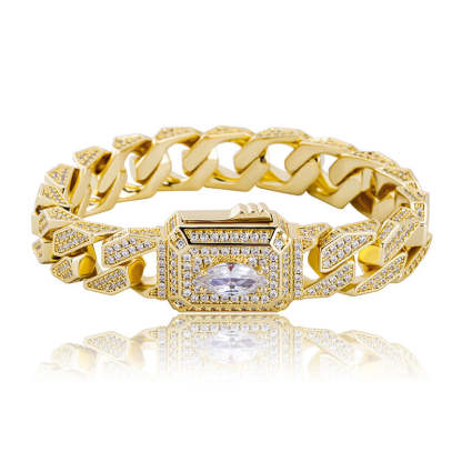 Moissanite Miami Style Watch Shape Design Cuban Bracelet