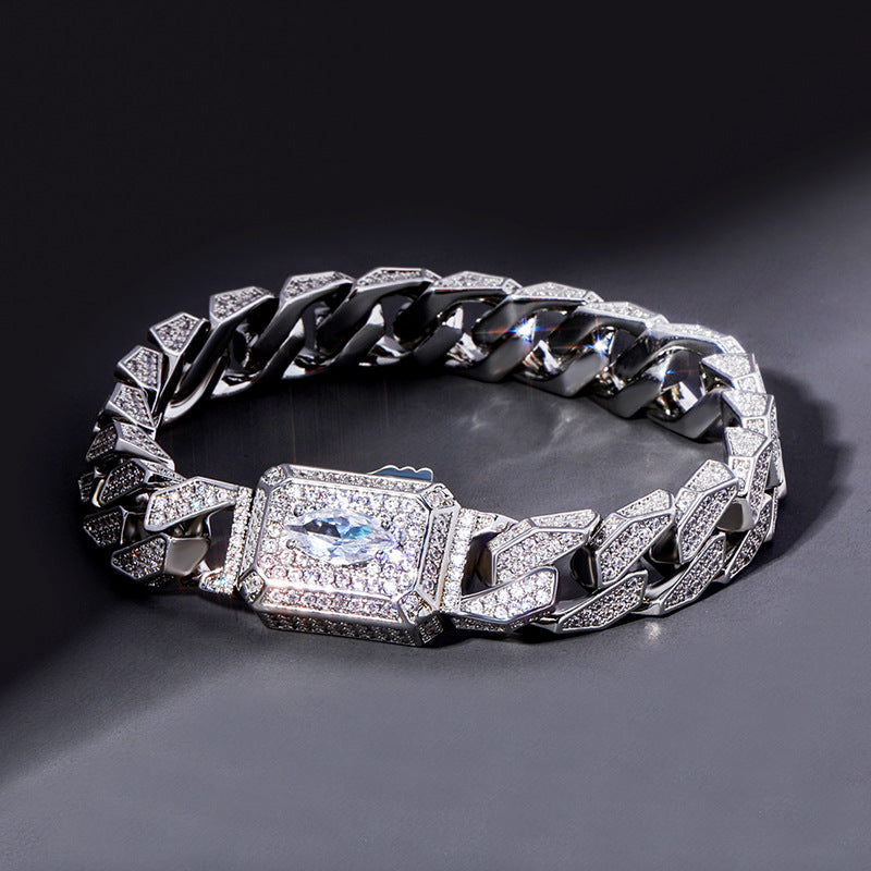 Moissanite Miami Style Watch Shape Design Cuban Bracelet