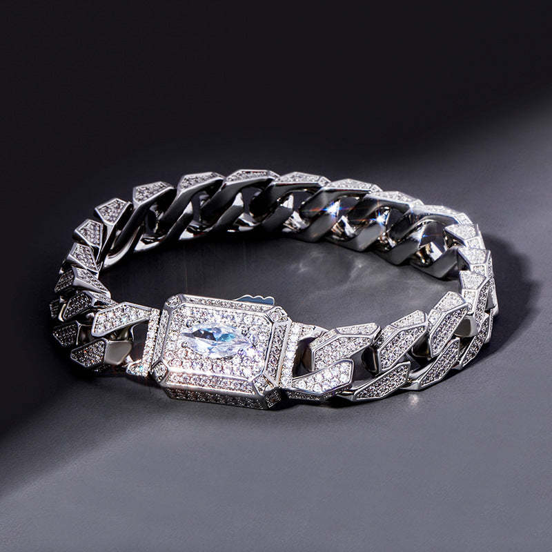 Moissanite Miami Style Watch Shape Design Cuban Bracelet